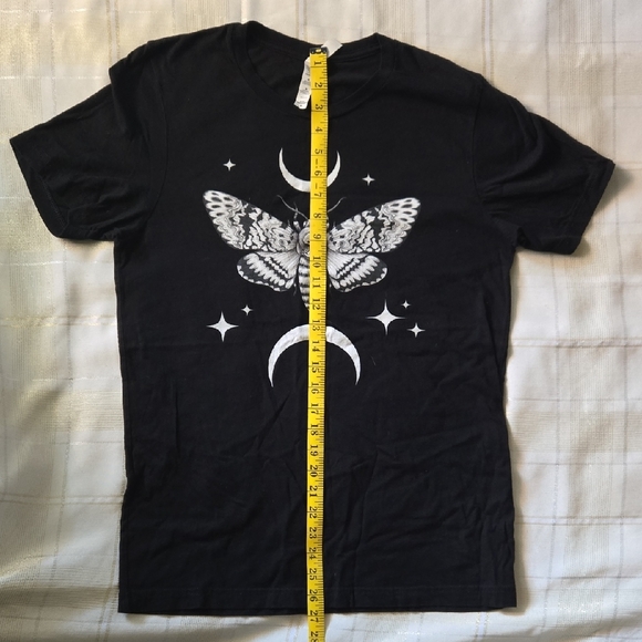 Bella Canvas Black Tee with Moth and Moon Design - Picture 6 of 6
